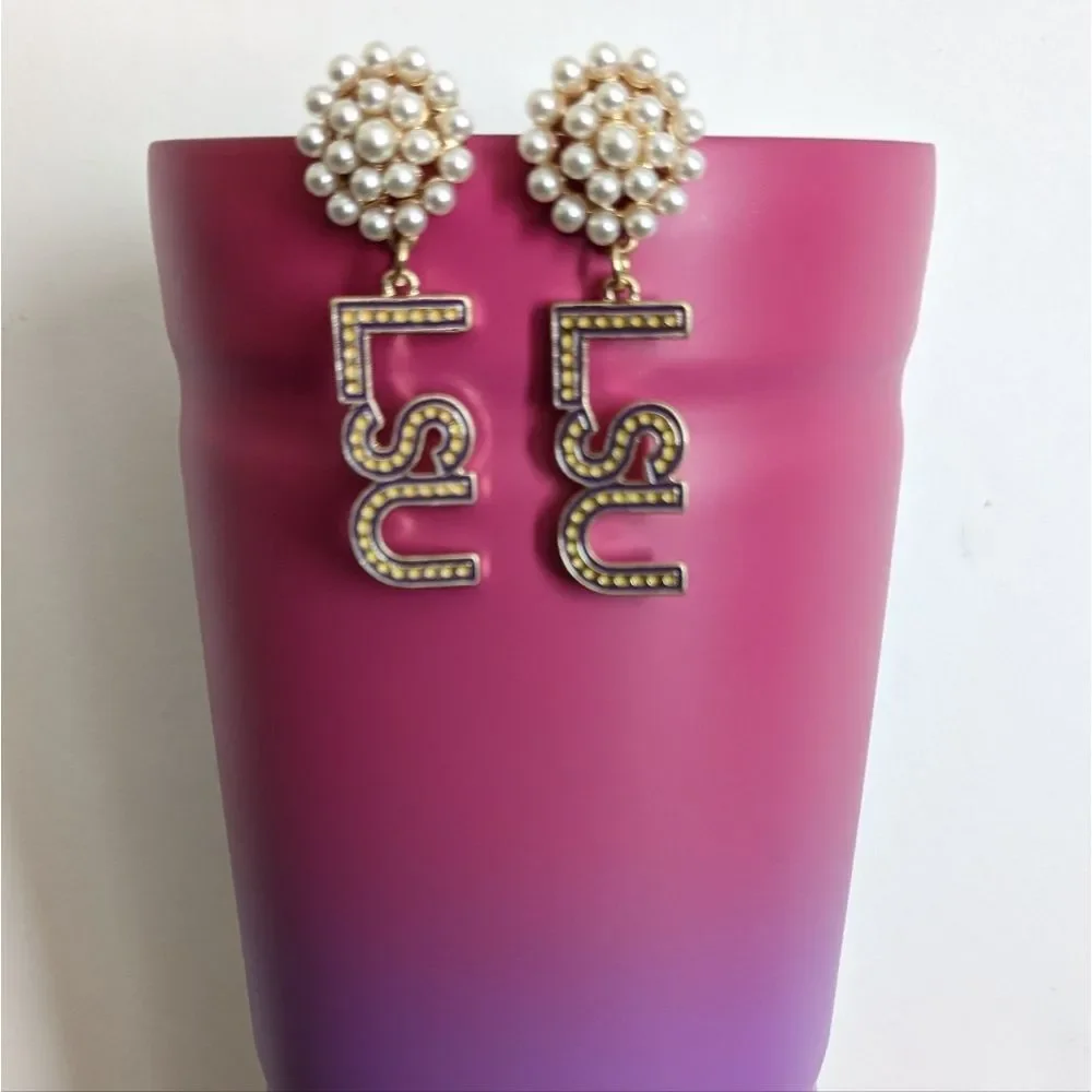 LSU Pearl Drop Earrings